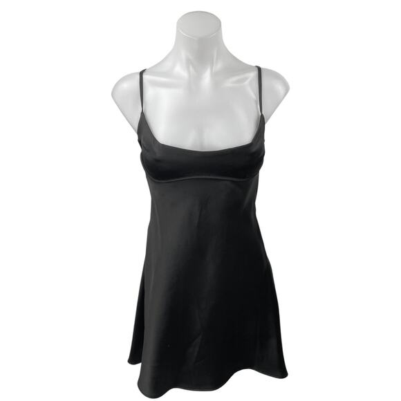 Zara Viral Black Silk Satin Sleeveless Cutout Bustier Cami Mini Slip Dress M - Picture 2 of 7